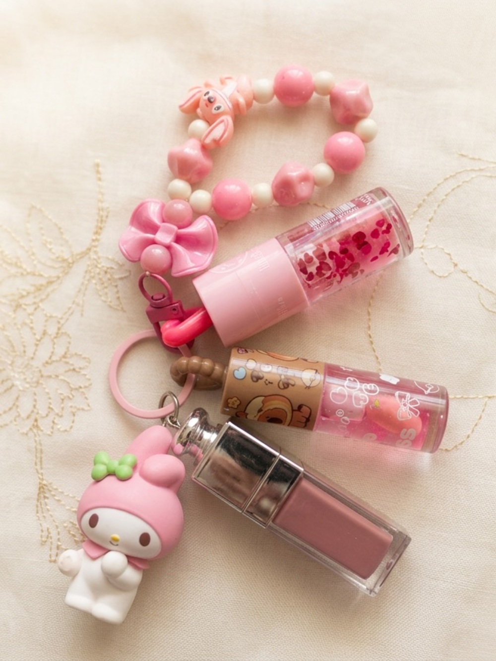 My Melody Pink Lip Gloss & Charm Set – Soft Pink Hydrating Shine